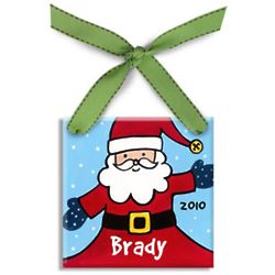 Personalized Santa on Blue Background Christmas Ornament