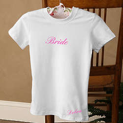 Lady's White Personalized Bridal Party T-Shirt