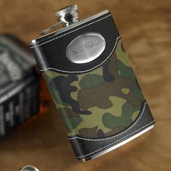 Gone Hunting Camo Personalized Flask