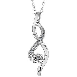 Sparkling White Diamond Infinity Pendant Necklace in Silver