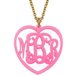 Monogrammed Heart Acrylic Necklace