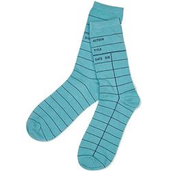 Library Card Socks in Turquiose
