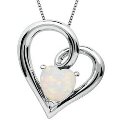 Lab-Created Opal Heart Pendant in Sterling Silver