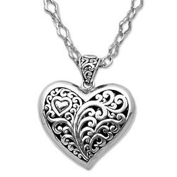 Protected Heart Sterling Silver Pendant Necklace