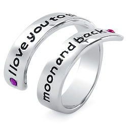 Couple's I Love You to the Moon and Back Birthstone Ring