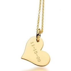 Personalized 24 Karat Gold-Plated Heart Tag Necklace