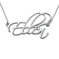 Personalized Name in Sterling Silver Script Necklace