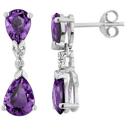 Purple Amethyst and White Gold Earrings with Diamonds