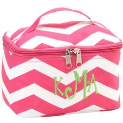 Mini Pink Chevron Stripes Personalized Cosmetic Bag
