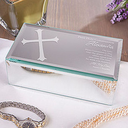 First Communion Blessing Personalized Mirrored Keepsake Box