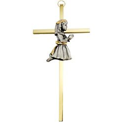 Girl's Brass And Pewter Communion Cross