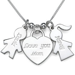 Personalized Love You Mom Heart Pendant