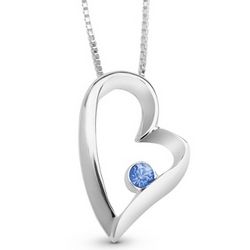 Sterling Silver December Birthstone Heart Necklace