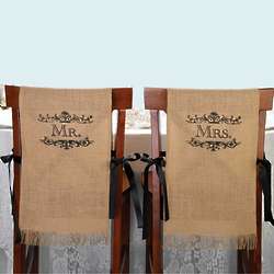 Mr. and Mrs. Burlap Chair Covers