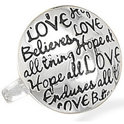 Love Believes Oxidized Sterling Silver Message Ring
