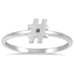 White Gold Stackable Hashtag Ring