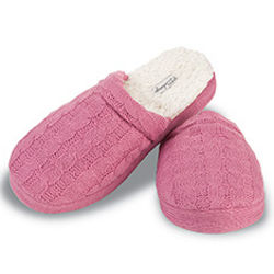 Rose Wool Cable Knit Slippers