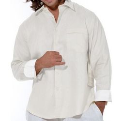 White One Pocket Linen Long Sleeve Shirt