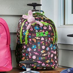 Girl's Personalized Playful Print Rolling Backpack