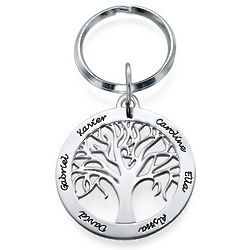 Family Tree Personalized Sterling Silver Keychain