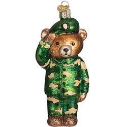 Personalized Army Bear Christmas Ornament