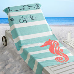 Personalized Nautical Seahorse Beach Towel