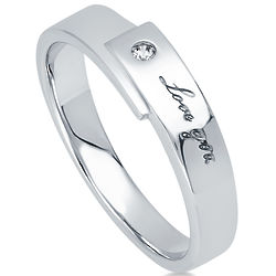 0.02 Carat CZ Love You Sterling Silver Band