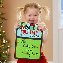 Personalized Christmas Wish List Photo Prop Dry Erase Sign