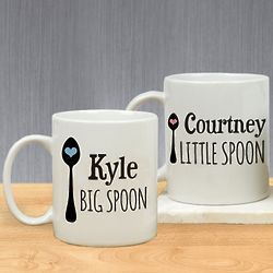 Personalized Big Spoon Little Spoon Coffee Mug Gift Set