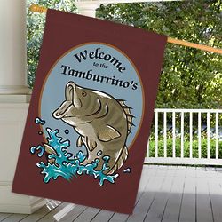 Personalized Bass Fishing Welcome House Flag