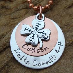 Personalized Four Leaf Clover Hand Stamped Necklace