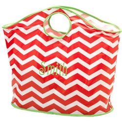 Personalized Chevron Red Stripes Tote Bag