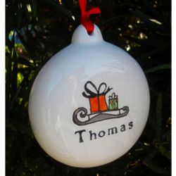 Personalized Ceramic Sled Christmas Ornament