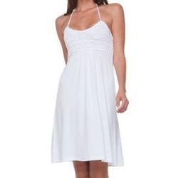 White Halter Crochet Top Dress