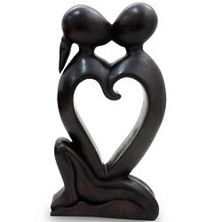 Hand Crafted Romance in My Heart Wood Sculpture