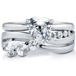 Journey of Life Heart Shaped Solitaire with Graduated CZs Rings