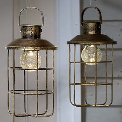 2 Antique Edison Solar Lanterns