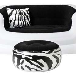 Zebra Print Inflatable Love Seat and Ottoman