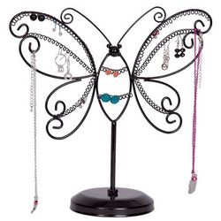 Black Metal Butterfly Jewelry Stand