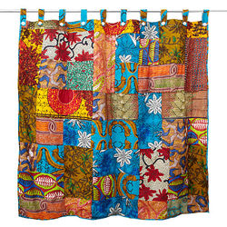 African Patch Recycled Shower Curtain