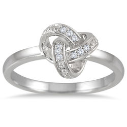 Sterling Silver Infinity Knot Ring with 9 White Diamonds