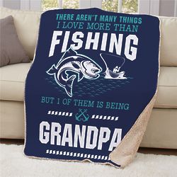 Personalized Love More Than Fishing Sherpa Blanket