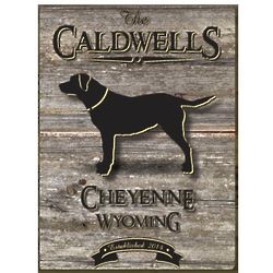 Personalized Labrador Silhouette 18x24 Weathered Canvas Sign
