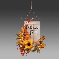 Pre-Lit Wooden Welcome Fall Sign
