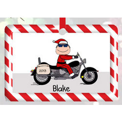 Motorcycle Santa Single Rider Personalized Ornament