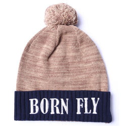 Men's Born Fly Young Pom Pom Beanie in Off-White