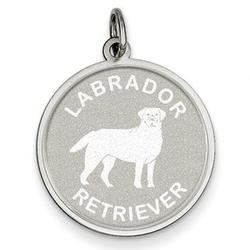 Personalized Sterling Silver Labrador Retriever Disc Charm