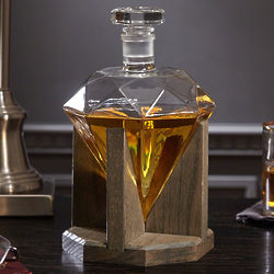 Timeless Diamond Decanter with Red Oak Stand