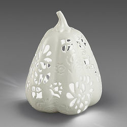 Large Ceramic Pumpkin Luminary in White