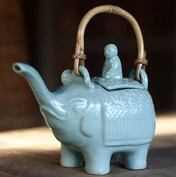 'Buddha and the Turquoise Elephant' Ceramic Teapot